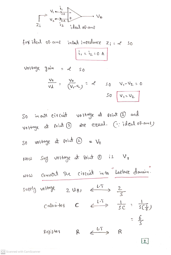 OA Vo + OA 12 ideal of-amp for ideal op-amp infout impedance Zird so i= iz: 0 A voltage gain SO - L so VI-V₂ = 0 vd (VI-V2) s