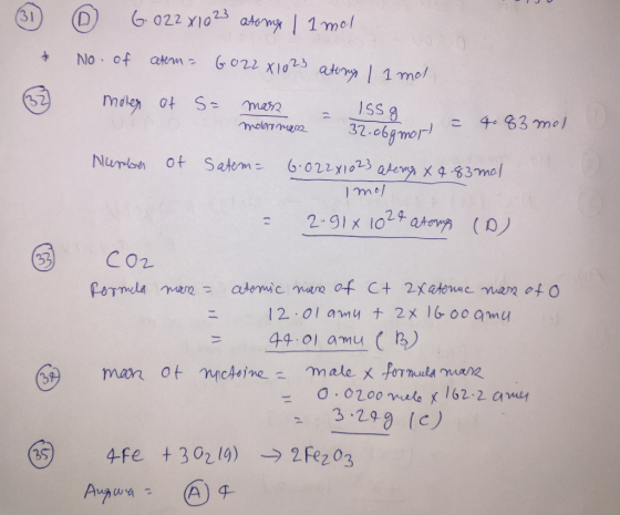 ☺ * 1 3 ☺ G 022 81023 atomg I 1 mol No. of atom = 6022 X 1023 atuny | 1 mol. moler at S= mass = ISSg , = 4.83 mol molarmas -