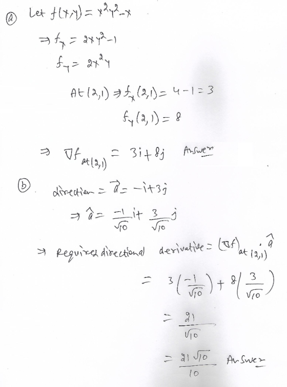 @ Let f(x) = x² 42_x # t = 2x 42_1 fyn gydy At 12,1) = (2,1)= 4-123 fy (a,0) = 8 2 9 /.. 3i+g; Ah-we . direction = = -itzi Sa