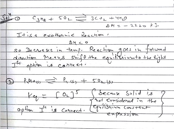 Joo C3n8 + 502 3.02 + 4H₂O DH - - 2220 kJ It is a exothermie Reaction , - Onco so Decreases in tempo Reaction ga in forward d