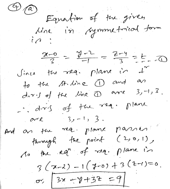 Eanation of thegiven ne 3 finei plane n an and St.ine to th 3,-1, 2 AYR drs f t gplank 3,-1, 3 eanlom fhe noint And the 0,1)