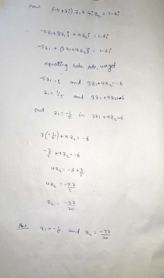 equating both nds, uie -s2 and 32 +422,-6 2 and 321 4206 3 -22 2-0