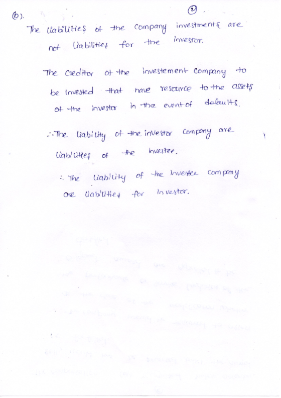b). - The liabilities of not liabilities the for company the investments are investor. The creditor of the investement compan