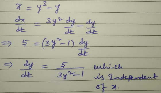 3. a y - y 34² dy da at day dt dt = { = (39²1) dy at 5 dy dt 342-1 which is Independent of a.