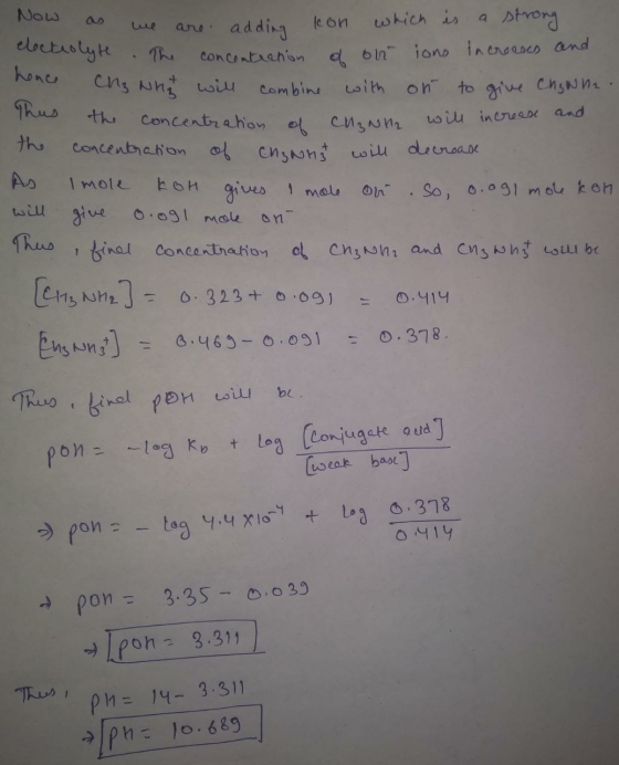 Now w as we are adding kon which is a strong. The concentration of on ions increases and nce Cha Nhy will combine with on to
