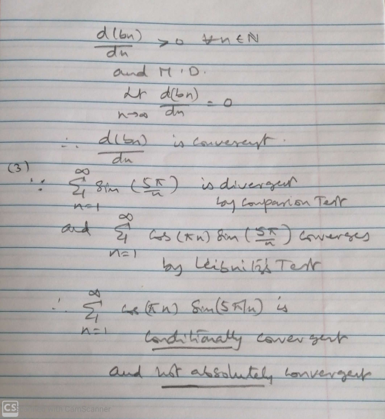 albn) so tntN (3 and MID. ar dobn). no an diba is converent du sim (SA) is divergent by comparion Test Cos (kn) dan (5) Cower