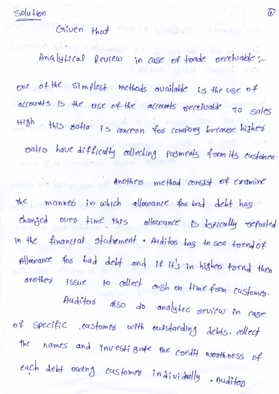 Solution Given that dogte houdboon storita aos Analytical Review in case of toade seceivable one of the simplest methods avai