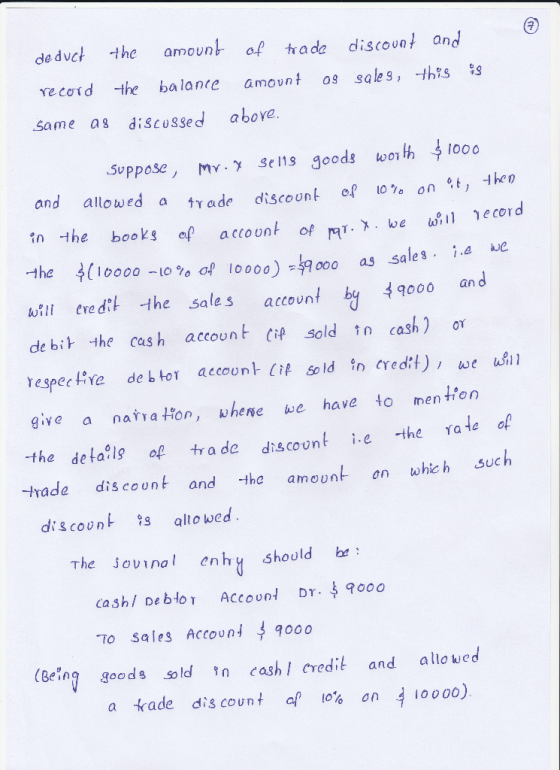 de duck the amount af trade discov and re cord the balance amount o sqle s, ths 93 same as discuSSed aboye Suppose, γ , y sel