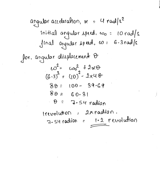 angubr accedaration, initial onqulor Apeed, oo Apud, co 4 radl2 t0 radls 6.3rads Jinal Ongular Jor, angular diaplacement 2 (0
