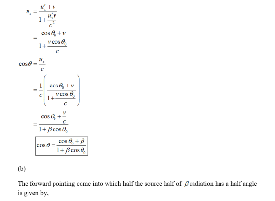 u +v uv 1+ cos 0 + v vcos, 1+ cos = 1 cos 6, +v v cos, 1+ с V cos 0 + 1+ ß cos cos +B cos = 1+ B cos (b) The forward pointing