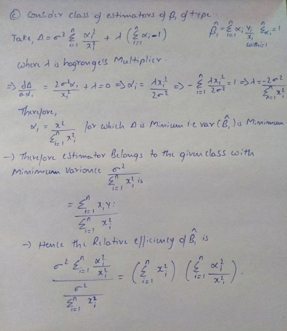 il 21 withic © consider class of estimators off of type. Take, A-o ++ ( 1) $2,4 2, where it is hagranges Multiplier. - de 2