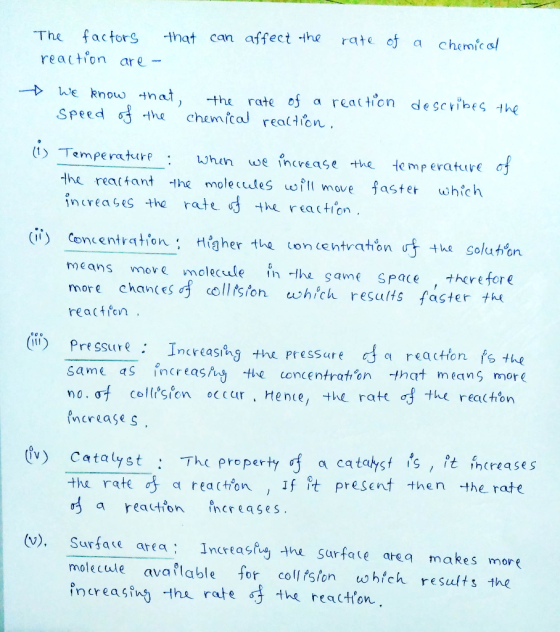 rate of a chemical that can affect the The factors reaction are We Rnow nat, Speed othe rate of a reaction describes the the