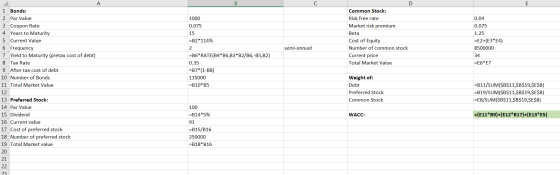 B с D E 1000 0.04 0.075 0.075 15 Common Stock: Risk free rate Market risk premium Beta Cost of Equity Number of common stock