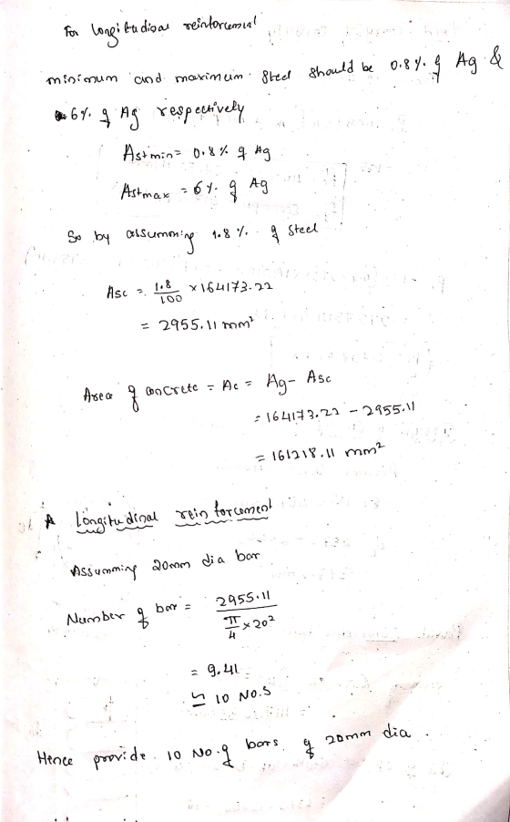 a Fox longitudinal nei lone i la digal reinforcement : minimum cind maximum sted should be 0.8%. g Ag & di 64 q ng respective