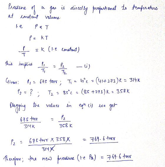Pressure of a gas is directly proportional to temperature at constant volume. le pat PEKT į ak (le cometent) This implies 1/4
