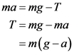 ma= mg-T
T = mg - ma
= m(g-a)