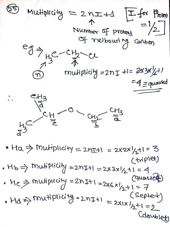 59 mutipltcity = 2nIts I for Home Number of protony Of neibouring carbon eghe-Cha ce mutiplicity = 2n I += 2x3*+) =4 = quart