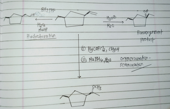 BH THE 4300 N HudH Hydroboration Ramperent- product to Hg COA C2, CH2OH | (11) NaBI14, the Oxymerceusation - Demercyoa kon OC