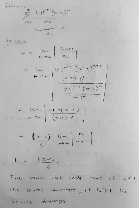 Given, Mo (-ght! (x-2)^ non an Solution anti L = an nti lim (gatz (x-2) (n+1) 6uti right (x-2) h 64 -lin(x-2) (n+1) 6 . = (x-