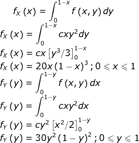 fx (x) - f (x, y) dy 0 fx (X) cxy2dy 0 f(x, y) dx 0 cxy2dx 0