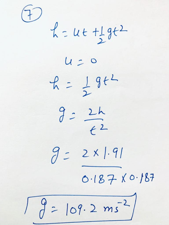 h = ut t gt2 uzo ħz 1944 g = 2x1.91 0.187 80.187 1 g = 109.2 ms? M