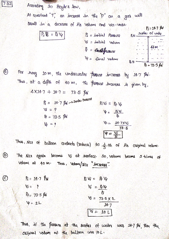 Er Susfout of water According to Boyles low, At constant T, an inexease in the P” on a gas will Gesult in a decreas of its
