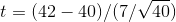 t(42 40)/(7/v40)