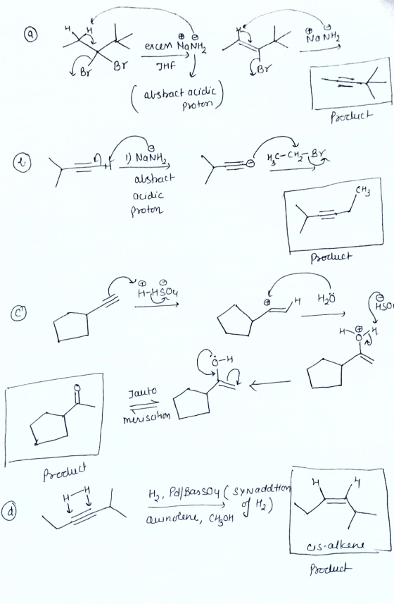 NON excen NONH, Br JHF) Cor als bact acidic Proton Poodluct ☺ -14 1) NaNH >=0 hc-ch z Bra abstract acidic proton Product - HH