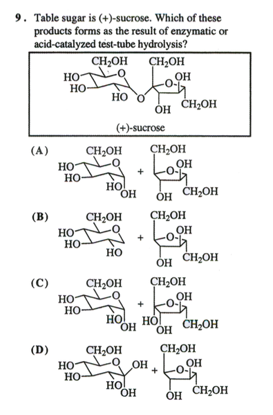 Table sugar is (+)-sucrose. Which of these product