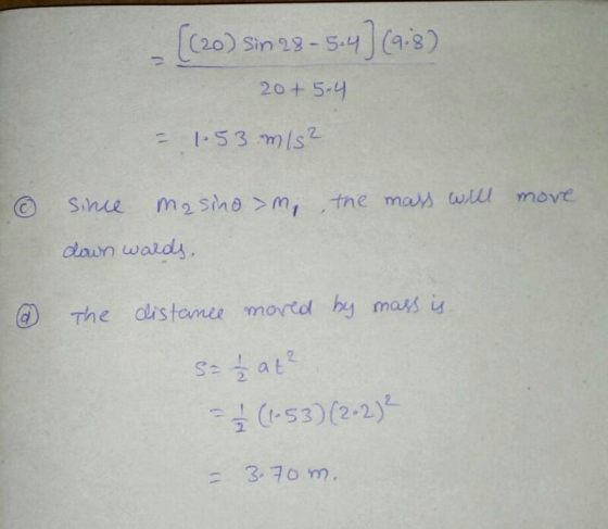 (20) Sin 28-(48) 20+ 51 O sinu m2she m, tne mas wlll move dlhwn wards @ the distemee mortod hy mass u (-53)(2-2)