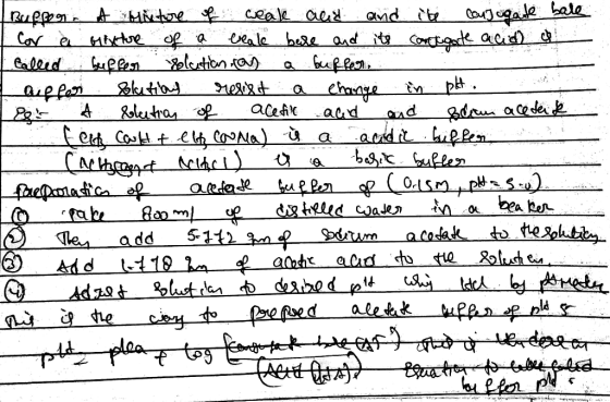 Bufpen. A Mixture of weal and and ite conjugate sale Cor a Gixture of a beale bere and its contgate acid) called buffer solut