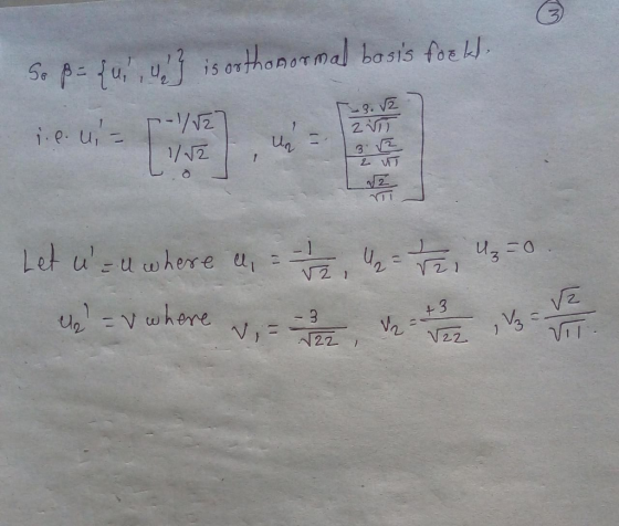 is onthanormal bosis foe i.e. u, 2 n 1/2 1 Let uuwhere u - 1 U Vwhere -3 +3 N22 V2Z