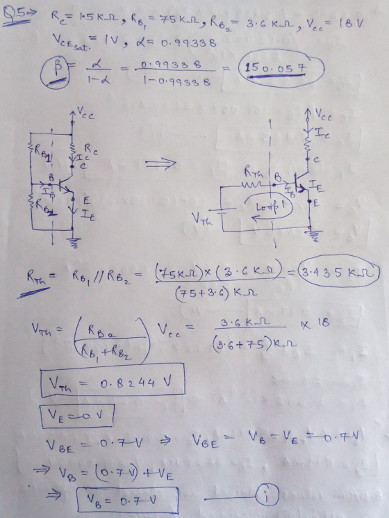 Roi 95> R= 15k_2., 75 krd, RB - 3.6 Kate, vee- 18v = 1V, 2= 0.99338 0.99338 150. 057 1-0.99338 Veesat Vcc Vec fic Rc Roth B I