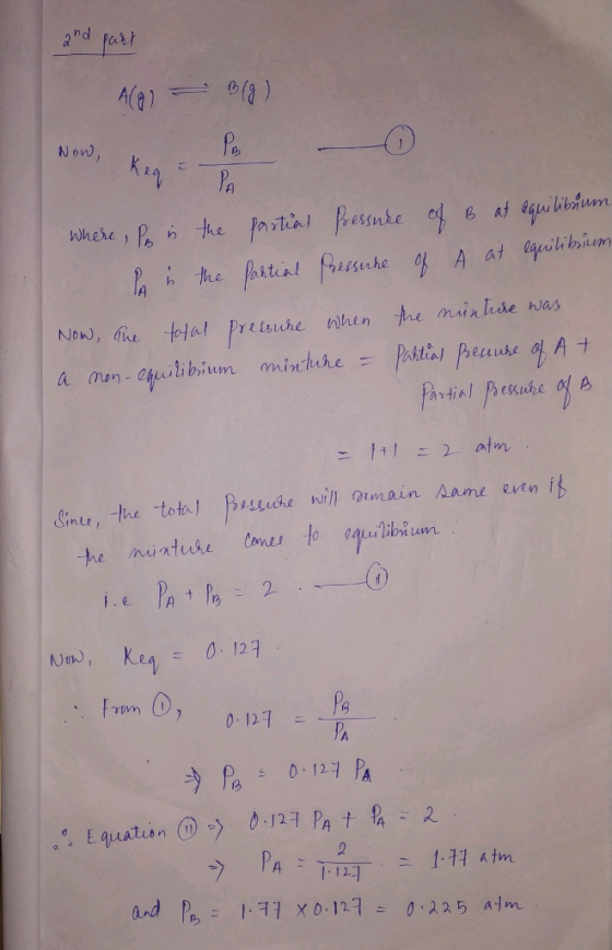 2nd fart Ala1 Po Ky Now, Pa where, Po the astial ressnre At egulibhum Pa the Phitial Praue A at ibim Now, he tolal Prelsuhe n