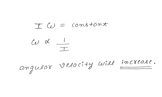 I W = constant wa angular Velocity will increase.
