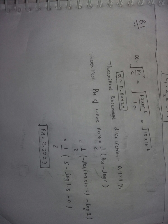 3 TheogancaL R nertaye dissociation: 0,424% 2 ぐ- 2. pH: 2、3423 厂( 2