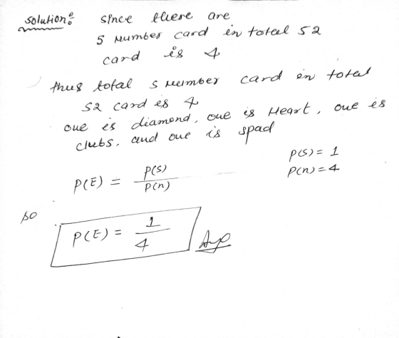 solution: since there are 5 number card en total sa is + card es thus total S heimoes card en total sa card es 4 oue es diamo