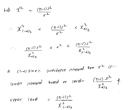 but n2 = (h.1)? Xian < Coletes a M2 dla o2 < (n-1) s2 (ni)s? x 212 confidence interval for r2 A (1-2) X100% is: lower interna