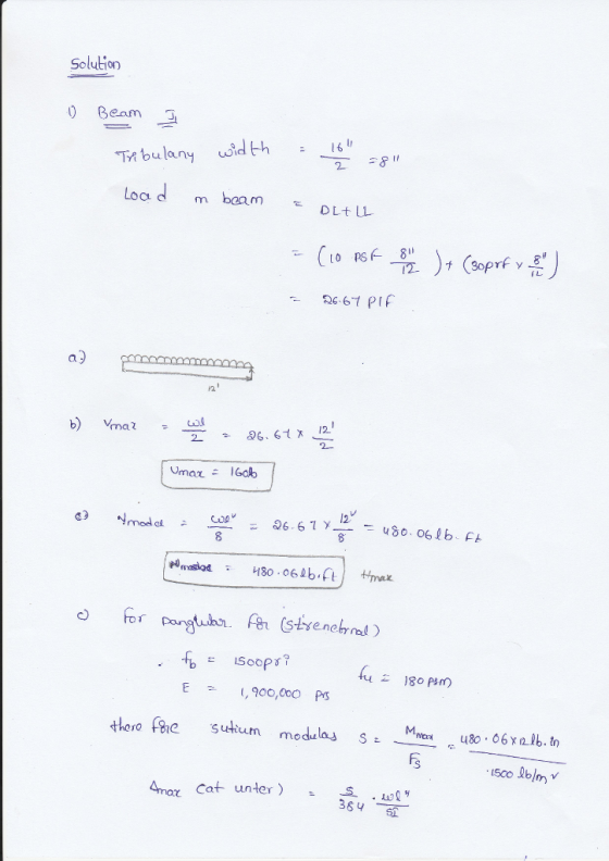 Solution ) Beam 2 Loc m baam 12 suttum mo sco
