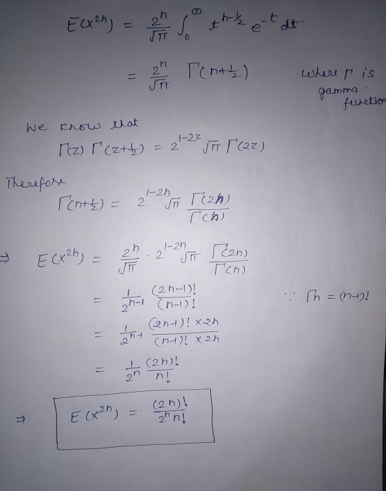 Elxan) = 2h 5 that et at = 2 Penth) nt where p is gamma function We know that Tez T (2tb) = 21-22 J r (22) Therefore Pentt) =