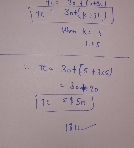 tea bot (k+ 32) ito = 3ot (k+3L) then kis L25 TE2 30t (5 + 3x5) - 30420 iTC $50 IBIL