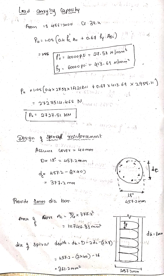 ... Load Carrying capacity DO from is 156:2000 a. 39. Pa = 1.05 Coupe de + 0.64 fy: Ase). :* = 105 t - Looops: - 97.58 Nimma