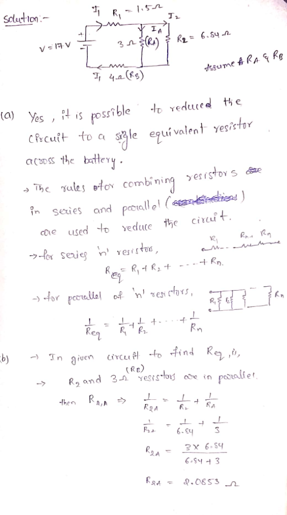 sume reduue CPcuftoaequi valent vesistor Seies and pecialle 2 -).for pcrallel of n l ชe.rfDYS, 【RE) then A,A 3