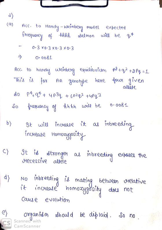 (9) Acc. to Haridy - weinberg model frequency of the expected will be Salmon q4 0:3 *0.3 x0.3 0.3 → 0.0081 Acc. to haridy wei