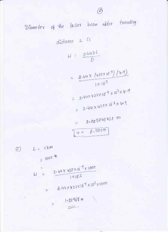 Diameter h the laser beam abtes traveliny aset beam anter distance s ty22지δ9) (4.9) 1 R10 2 а.uux 3 0 00 5045 32 m C)1km 2 10