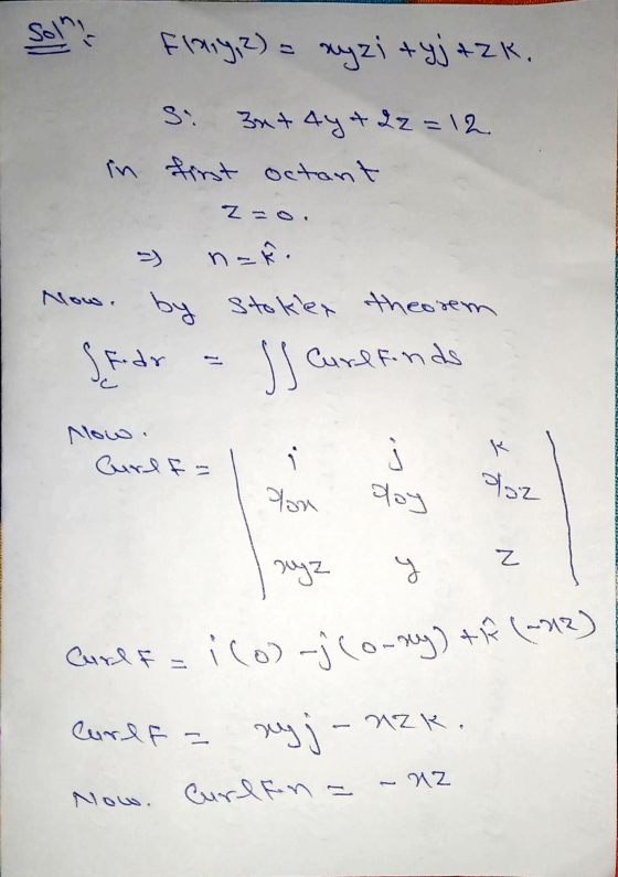 Solhi Flary, 2) = nuzi tyj+Zk. Si 3x + 4y +22=12 in first octant ZO. S n ܢ ܓܝܙܘܓ by stoklet theorem Sear JJ Curefonds . Mow.