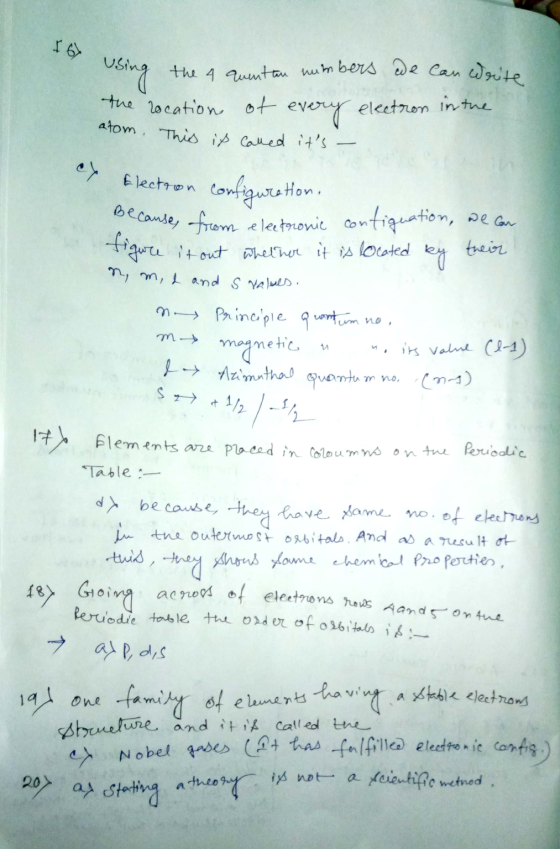 167 using using the 4 cuentan numbers we can write the rocation of every electron in the atom. This is called its - Electron