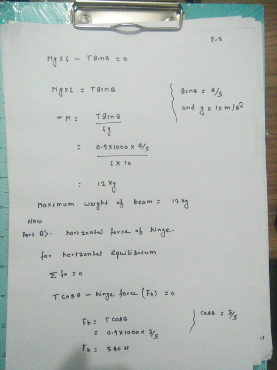 2 3 : 12k Haxsmum beam a 12 Noo or hortzoneuium Cos& 3 เริ h: 540 N