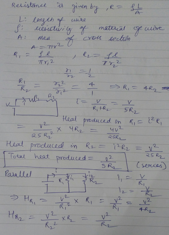alise Resistance is given by , R = SL Li length of wire Si resistivity of material of A area of cross section A-T2 R = se lo