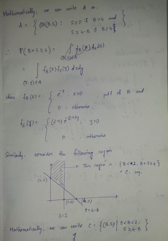 we can write A as A = so it B74 and 2 S74-B it B548 Mathematically { 106.9) : P (B + 57,4)= Sto Celises I fo (7) fs (4) dzdy
